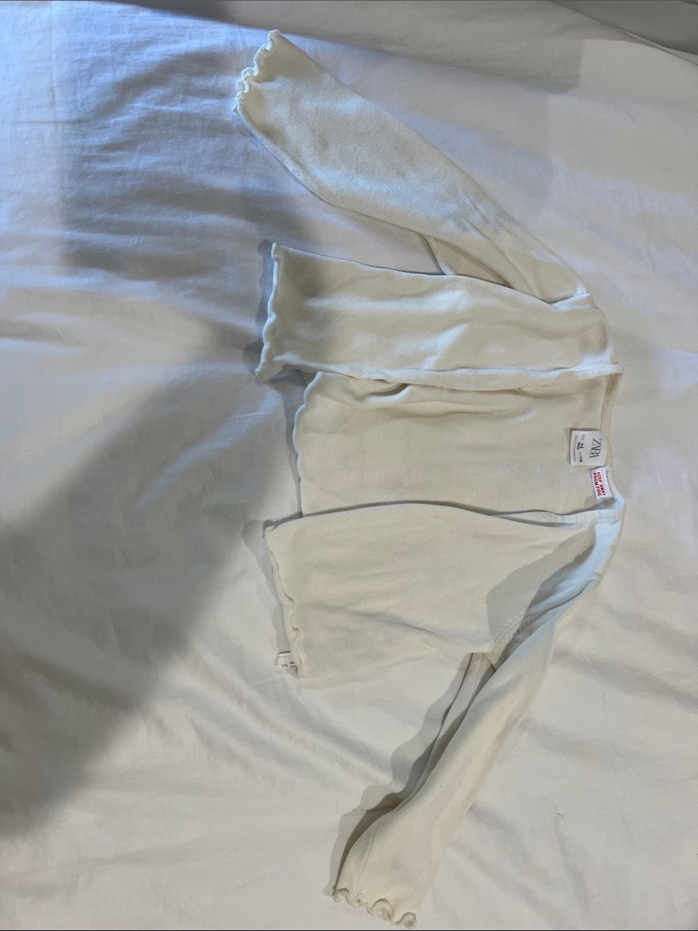 Zara White Girls' Ribbed Cardigan Top